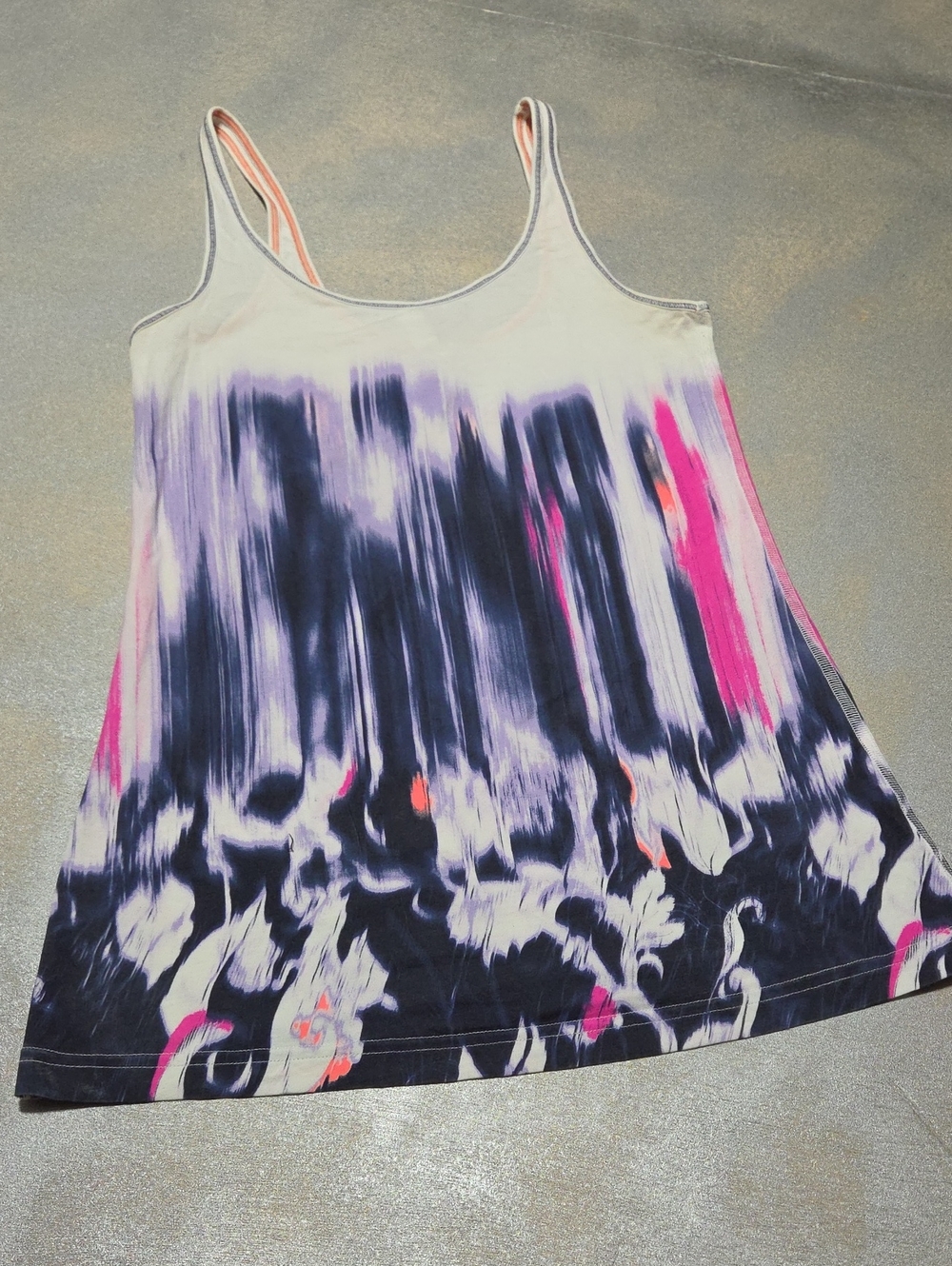 lululemon athletica White Tank with Navy, Purple & Hot Pink Brushstroke Print